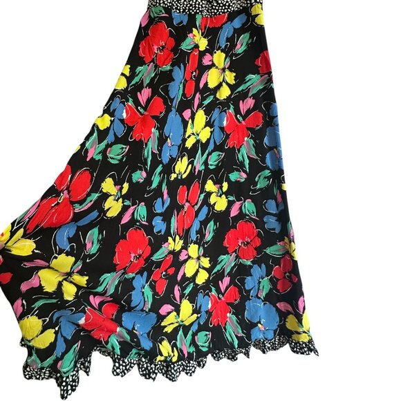 Rixo Black Colorful Floral Off-Shoulder Maxi Dress Ruffle Puff Sleeve Size 6 NWT - Picture 6 of 14